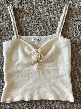 GENERRA Cream Knit Cashmere Lace-Up Cami